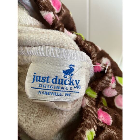 Just Ducky Girls Pants Size 4 Minky Brown Green Pink Polka Dot Ruffle Ruffles - Picture 5 of 6